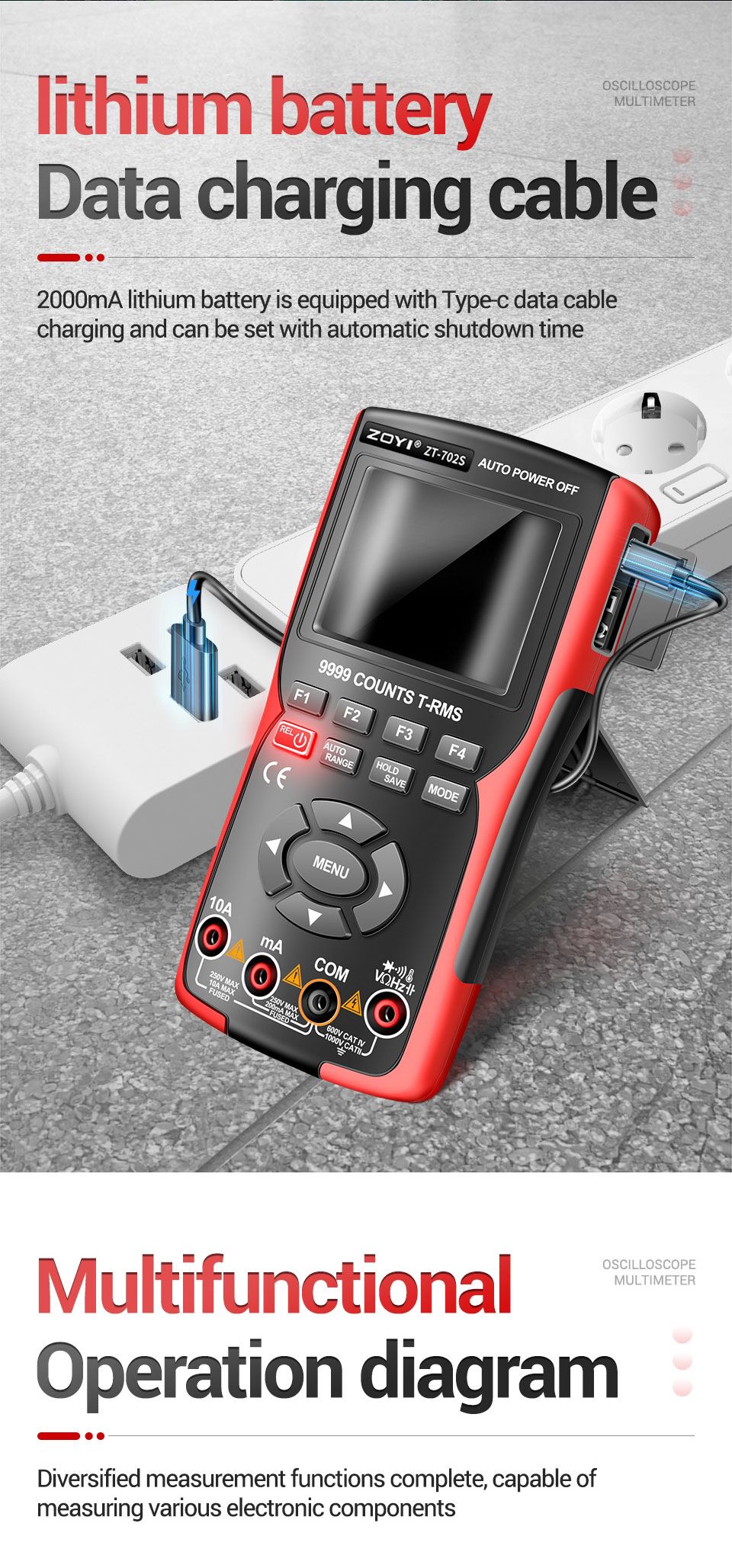 ZT-702S Digital Oscillocope + Digital Multimeter, two-in-one ZT-702S Digital Oscillocope + Digital Multimeter, two-in-one